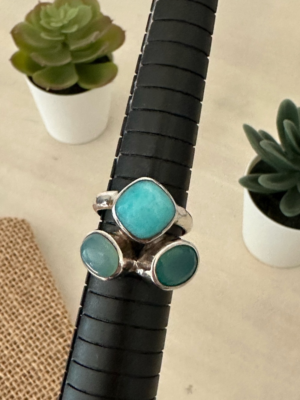 Multi Stone Sterling Silver Ring 8